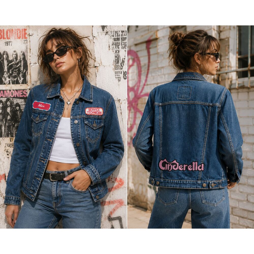 Vintage upcycled Levi’s Levis denim trucker jean jacket patch 80s 90s Y2K Band